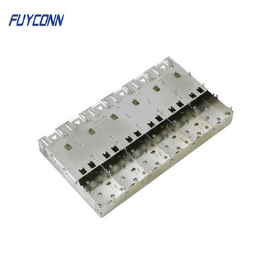 6 Port SFP+ Cage with Light Pipe Press-Fit Termination 1x6