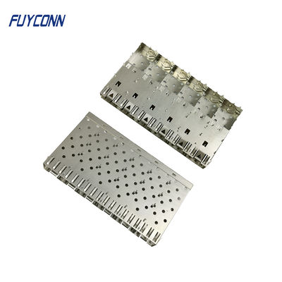 6 Port SFP+ Cage with Light Pipe Press-Fit Termination 1x6