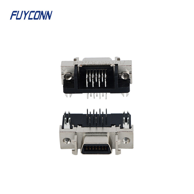 দস্তা খাদ শেল 14 পিন SCSI সংযোগকারী ডান কোণ মহিলা PCB