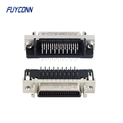 দস্তা খাদ শেল সহ সমকোণ PCB 36 পিন SCSI মহিলা সংযোগকারী