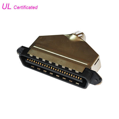 50 Pin TYCO AMP IDC Male Plug 25 Pairs Connector With Metal Cover Black Insulator