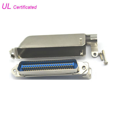 90 Degree 25 Pairs Plug Centronic Solder Pin Connector with Metal Cover Certified UL