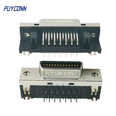 সমকোণ PCB SCSI সংযোগকারী 26 পিন মহিলা MDR সংযোগকারী